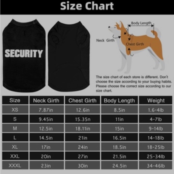 Small dog breed, size Large Security Tee Shirt Costume - Picture 8 of 8